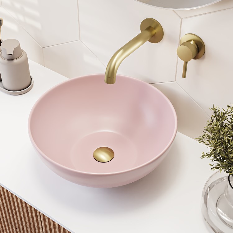 Pink Round Countertop Basin 360mm - Verona