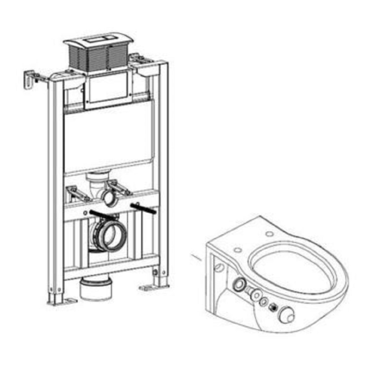 Concealed Cistern 820mm WC Fixing Frame and Flush Plate in Chrome - Zana