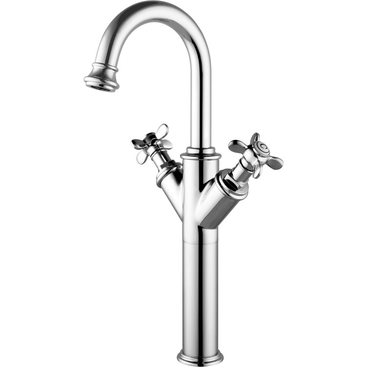 Tall Chrome Crosshead Mono Basin Mixer Tap - Camden