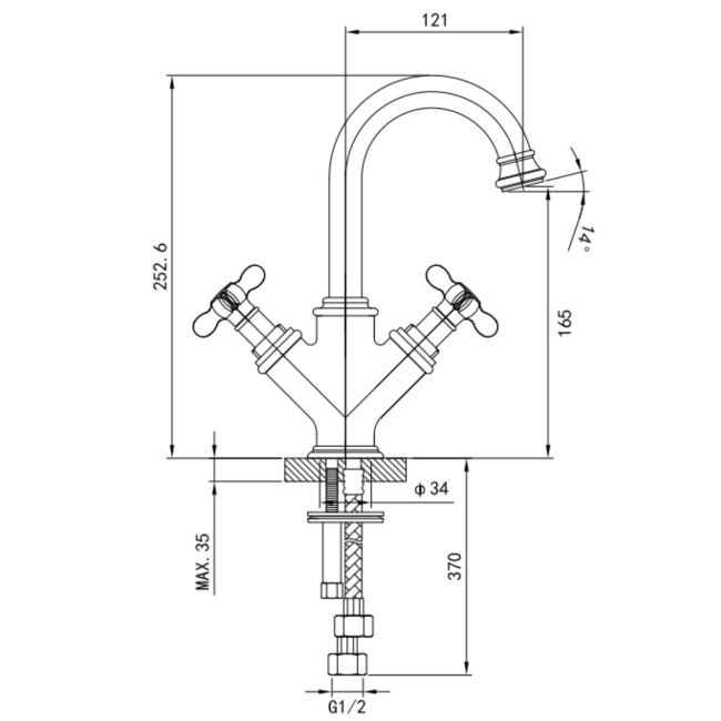 Black Crosshead Mono Basin Mixer Tap - Camden