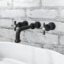 Black Freestanding Bath Shower Mixer and Wall Mounted Basin Tap Set - Camden