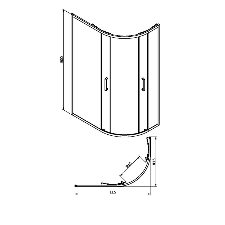 900 x 760mm Offset Quadrant Shower Enclosure - Juno
