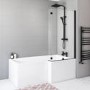 L Shaped Black Framed Shower Bath Screen 1450mm - Pluto