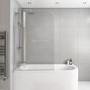 Selene Hinged Chrome Bath Screen with Fixed Panel and Towel Rail 1450mm