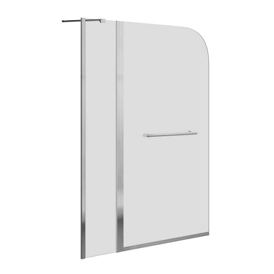 Selene Hinged Chrome Bath Screen with Fixed Panel and Towel Rail 1450mm