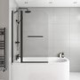 Black Framed Shower Bath Screen with Fixed Panel & Towel Rail 1450mm - Selene