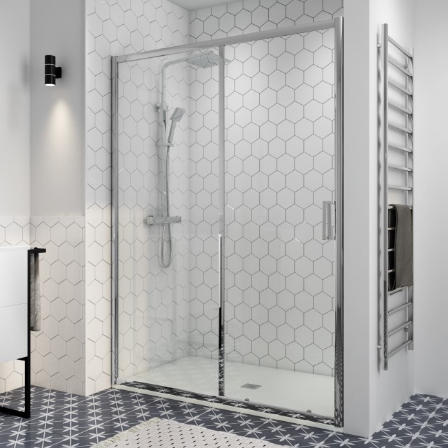 Chrome 1000mm Sliding Shower Door 8mm Glass - Pavo