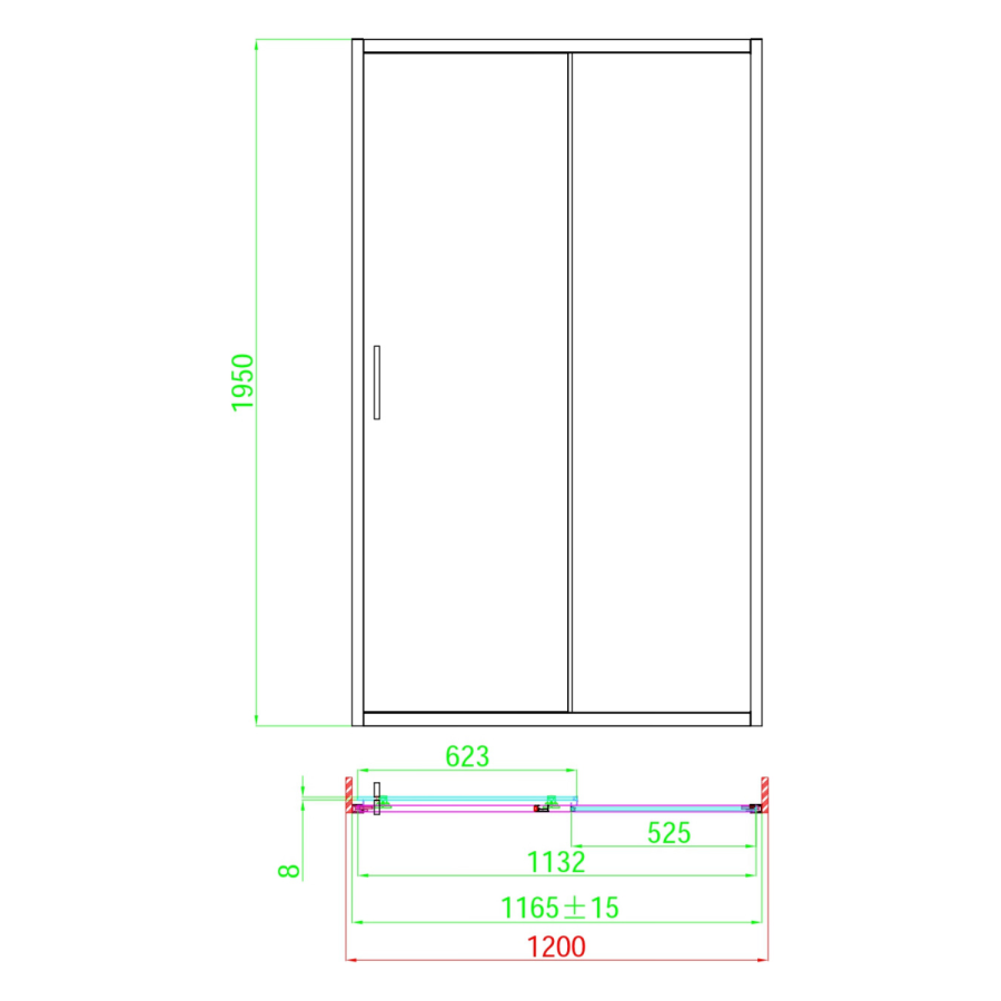 1200mm Chrome Sliding Shower Door 8mm Glass - Pavo