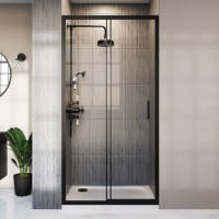 Black 8mm Glass Sliding Shower Door 1050-1080mm - Pavo