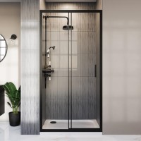 Black 8mm Glass Sliding Shower Door 1150-1180mm - Pavo