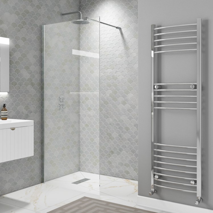 1000mm Wet Room Shower Screen Frameless with Wall Support Bar - Corvus