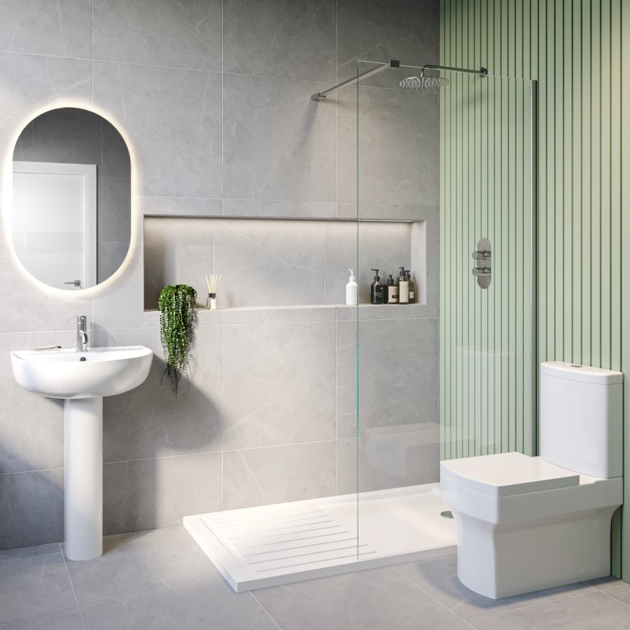1100mm Chrome Shower Screen for Wetroom & Walk In Shower - Corvus
