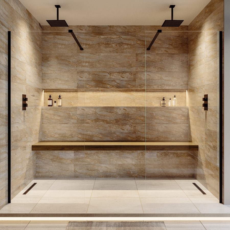 1000mm Black Shower Screen for Wet Room & Walk In Shower – Corvus