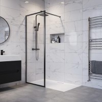 800mm Black Framed Wet Room Shower Screen - Zolla