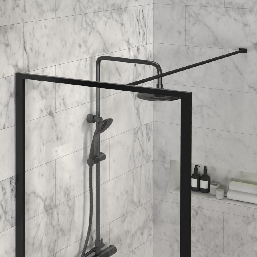 1400mm Black Framed Wet Room Shower Screen - Zolla