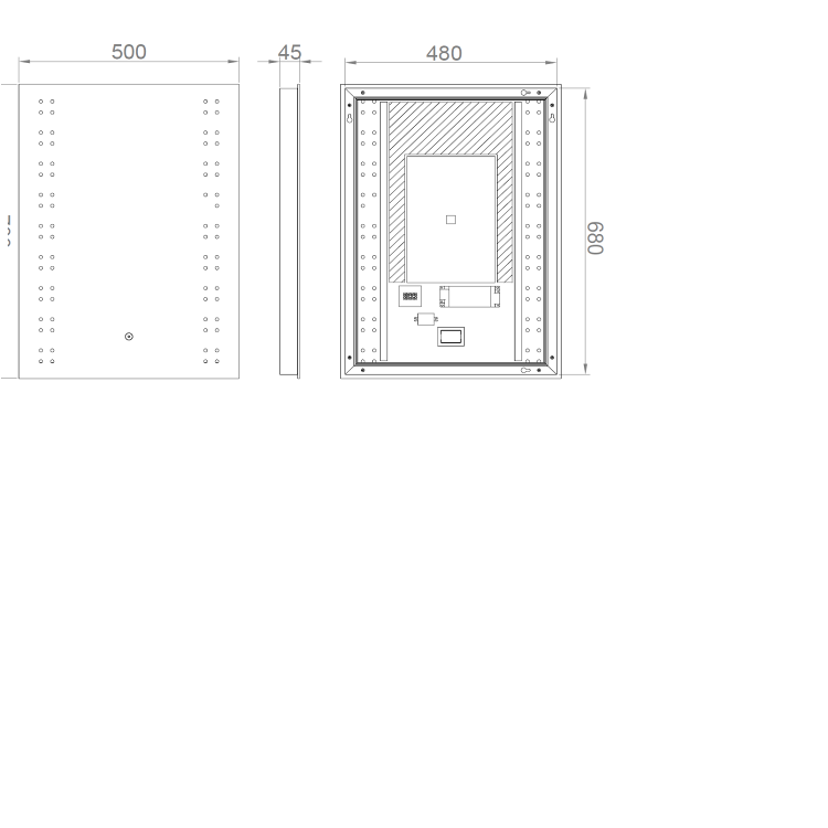 Rectangular Heated Bathroom Mirror with Lights 500 x 700mm - Leo