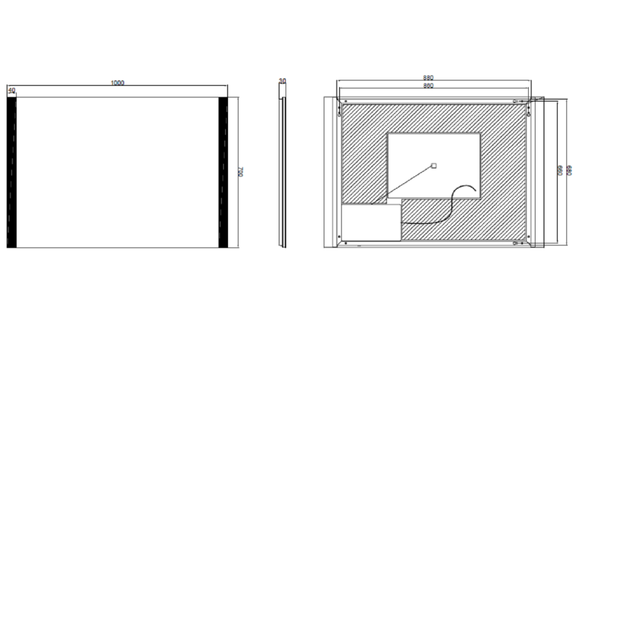 Rectangular LED Bathroom Mirror with Demister 1000 x 700mm - Pegasus