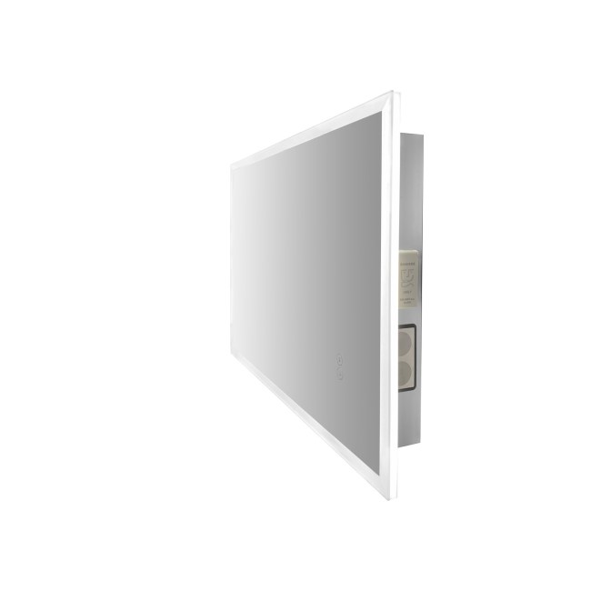 Rectangular Heated Bathroom Mirror with Lights Shaver Socket & Bluetooth Speaker 700 x 500mm - Divine