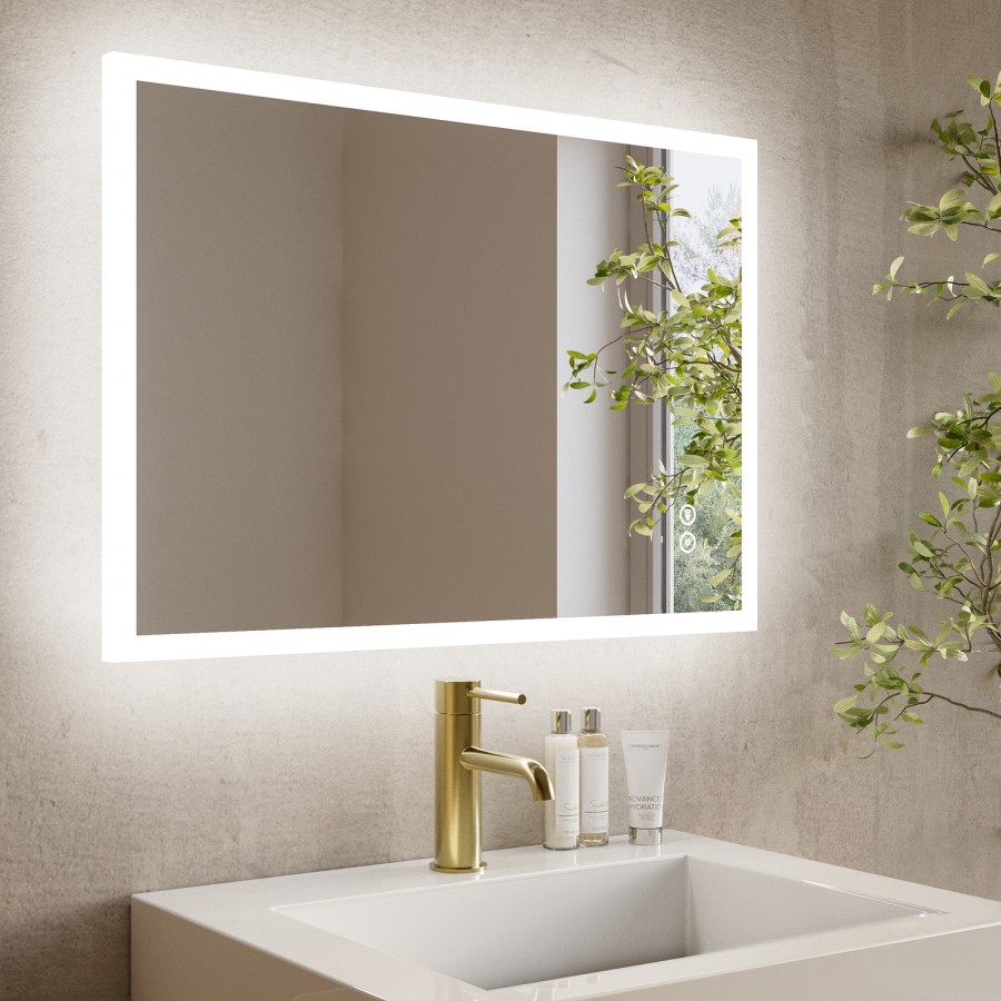LED Bathroom Mirror with Bluetooth & Shaver Socket 700 x 500mm - Divine
