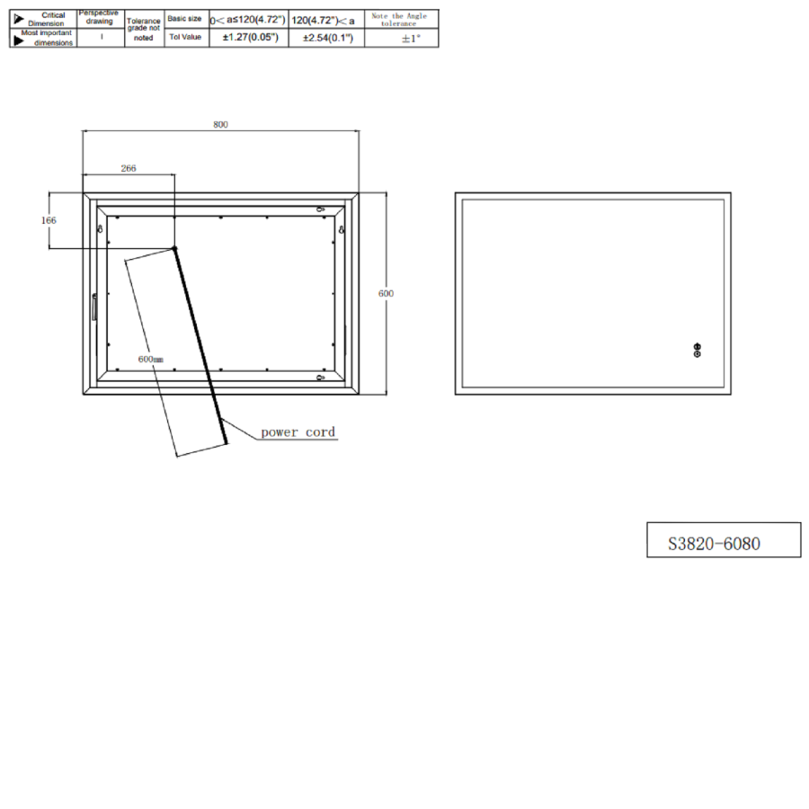 Rectangular LED Bathroom Mirror with Bluetooth & Shaver Socket 800 x 600mm - Divine