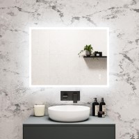Rectangular LED Bathroom Mirror with Bluetooth & Shaver Socket 800 x 600mm - Divine