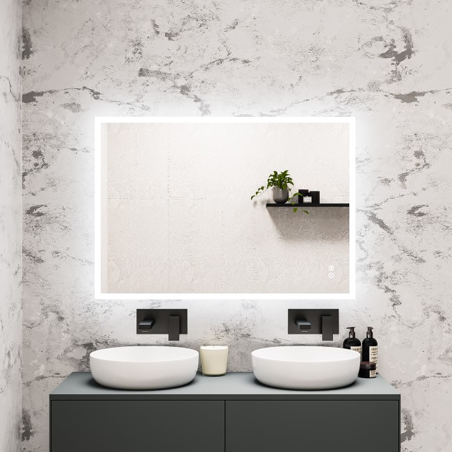 Rectangular LED Heated Bathroom Mirror with Bluetooth & Shaver Socket 1000 x 700mm - Divine
