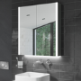 Chrome Mirrored Wall Bathroom Cabinet with Lights and Shaver Socket 600 x 700mm - Mizar