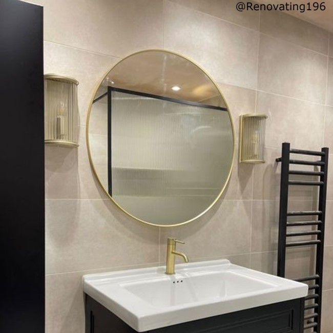 Round Gold Bathroom Mirror 800mm - Alcor