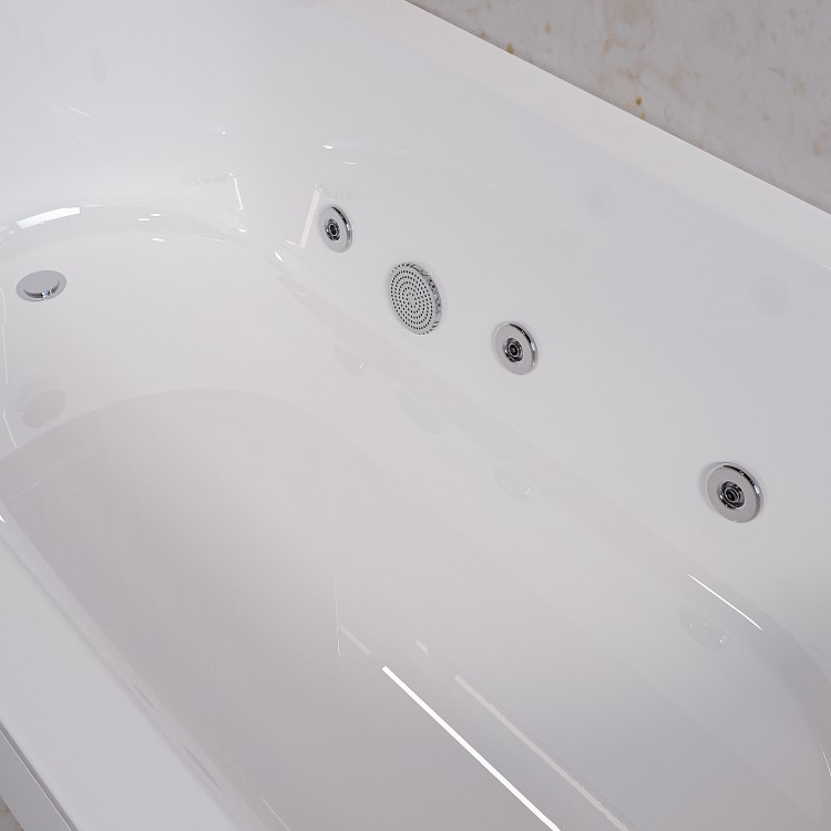 Single Ended Whirlpool Spa Bath with 6 Whirlpool Jets 1700 x 750mm - Alton