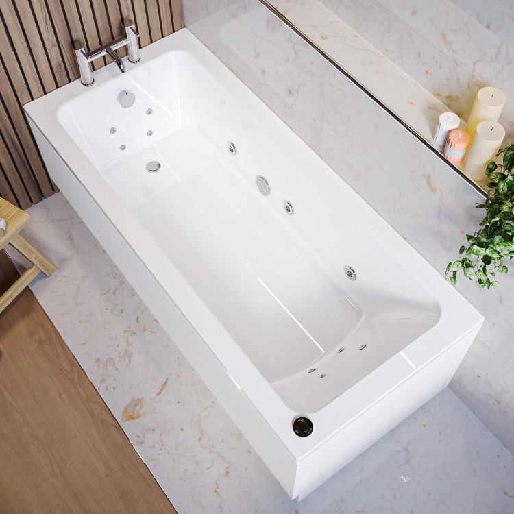 Single Ended Whirlpool Spa Bath with 14 Whirlpool Jets 1700 x 750mm - Rutland