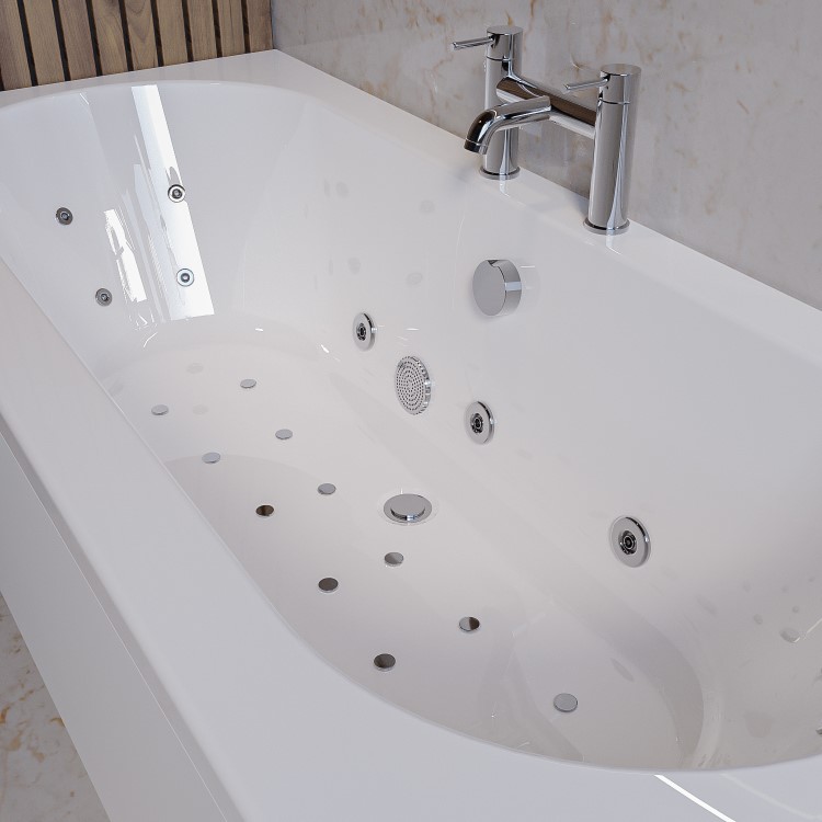 Double Ended Whirlpool Spa Bath with 14 Whirlpool & 12 Airspa Jets 1700 x 750mm - Burford