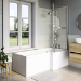 L Shape Shower Bath Left Hand with Front Panel & Bath Screen 1700 x 750mm - Yale