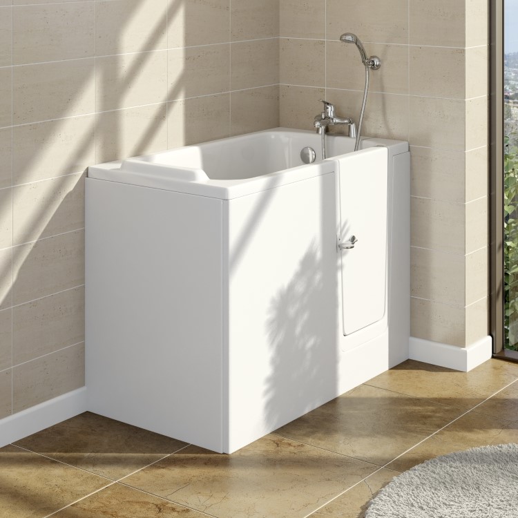 Small Deep Walk In Bath Right Hand with Front Panel & Integrated Seat 1210 x 660mm - Princeton