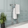 White and Chrome Traditional Column Radiator with Towel Rail 952 x 479mm - Regent