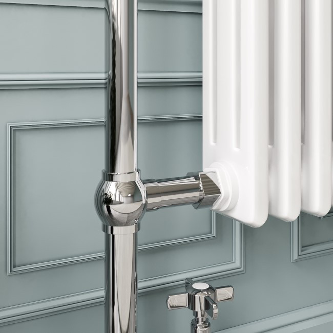 White and Chrome Traditional Column Radiator with Towel Rail 952 x 479mm - Regent