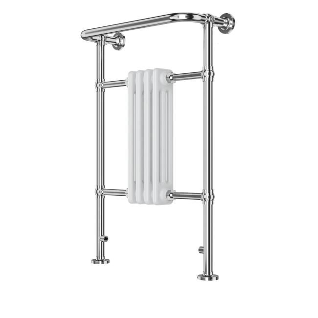 White and Chrome Traditional Column Radiator with Towel Rail 952 x 479mm - Regent