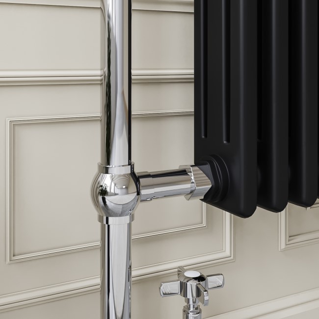 Black and Chrome Traditional Column Radiator with Towel Rail 952 x 479mm - Regent