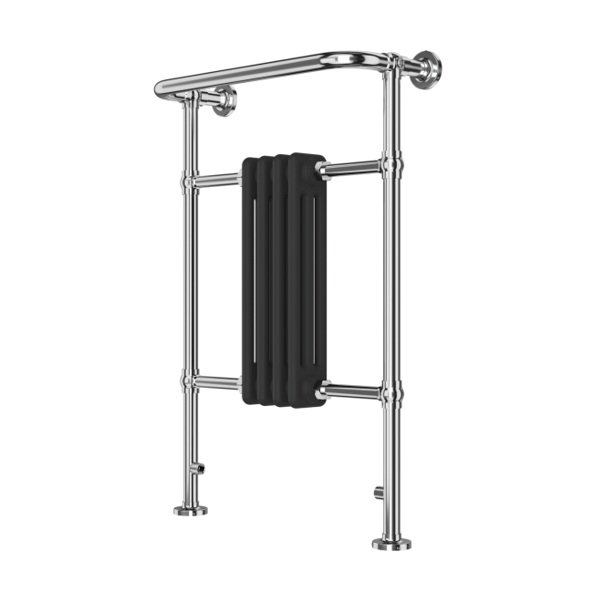 Black and Chrome Traditional Column Radiator with Towel Rail 952 x 479mm - Regent