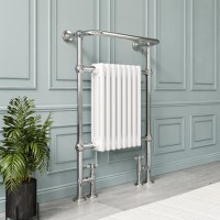 White and Chrome Traditional Column Radiator with Towel Rail 952 x 659mm - Regent