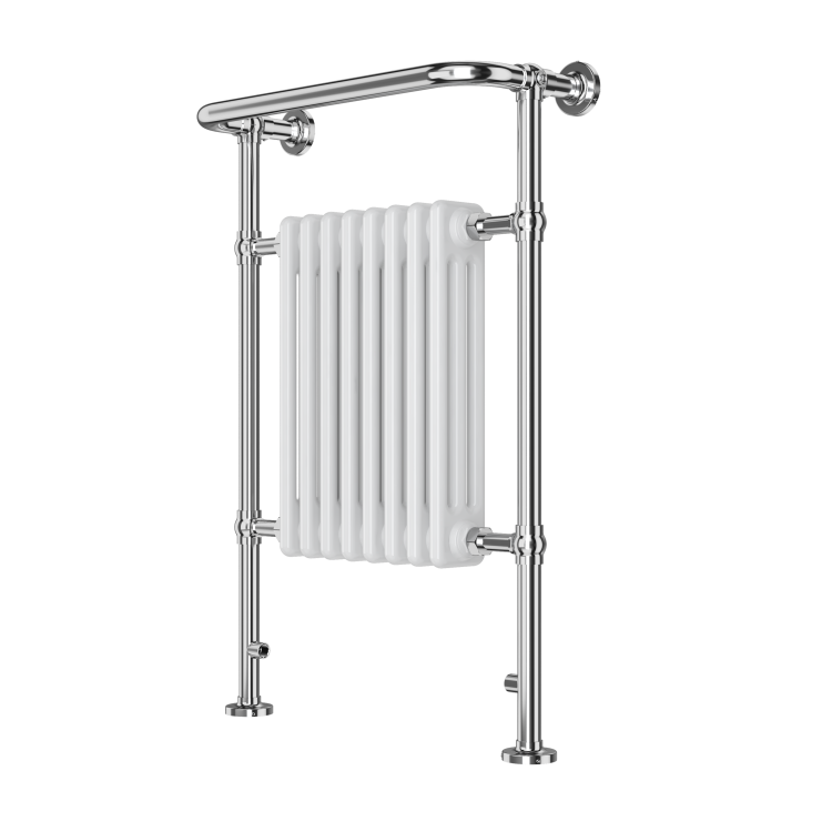 White and Chrome Traditional Column Radiator with Towel Rail 952 x 659mm - Regent