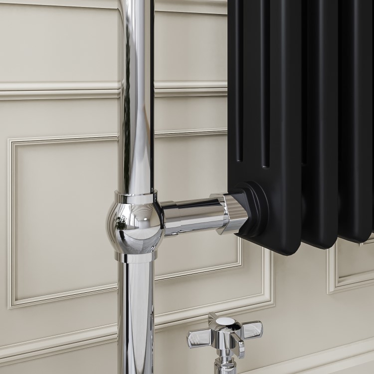 Black and Chrome Traditional Column Radiator with Towel Rail 952 x 659mm - Regent