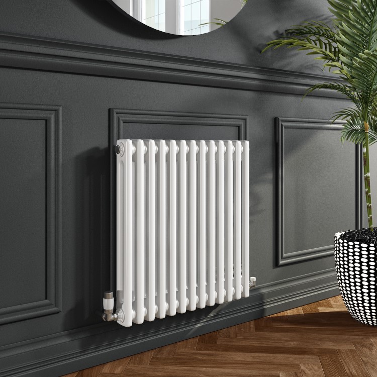 Nambi 2 Column Traditional Radiator - 600mm x 603mm - Gloss White