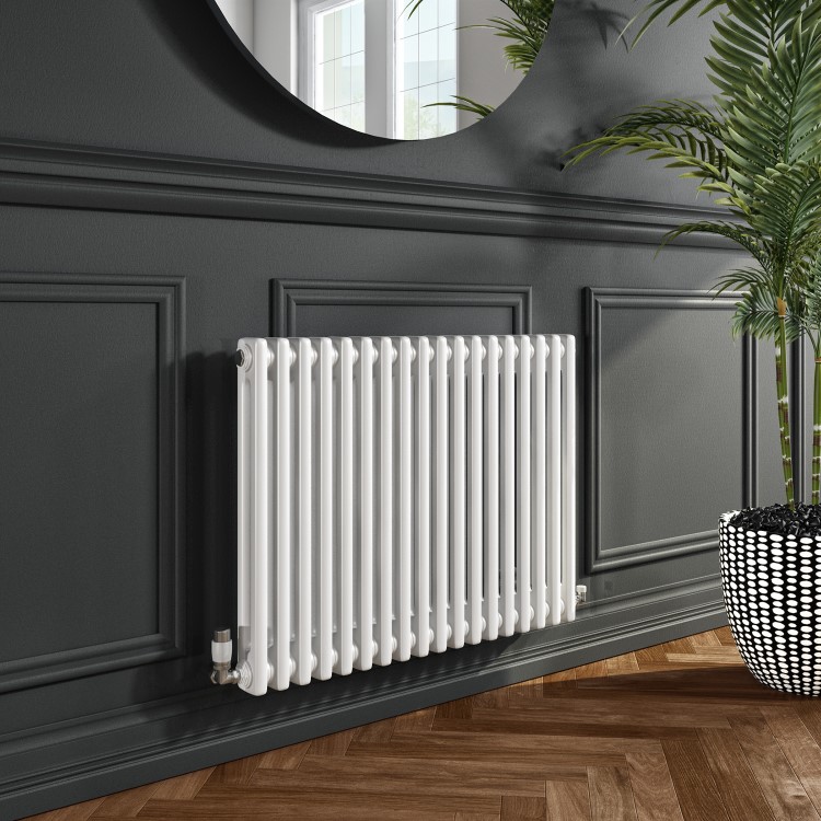 Nambi 2 Column Traditional Radiator - 600mm x 828mm - Gloss White