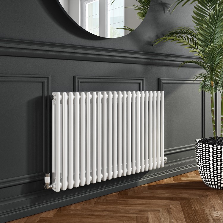 White Horizontal 2 Column Traditional Radiator 600 x 1010mm - Nambi