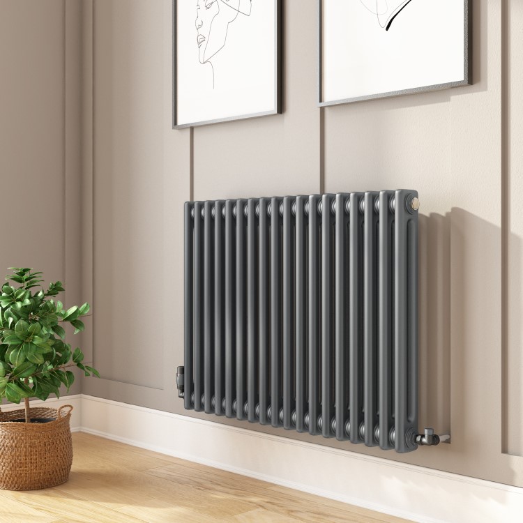 Anthracite Horizontal 2 Column Traditional Radiator 600 x 830mm - Nambi