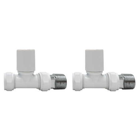 White Round Straight Radiator Valves - For Pipework Which Comes From The Floor