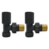 Matt Black Round Angled Radiator Valves - For Pipework Which Comes From The Wall