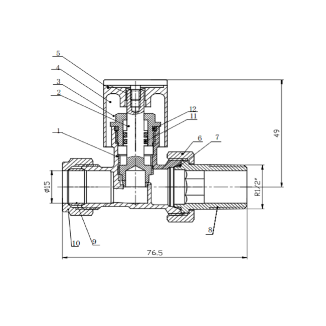 Matt Black Round Straight Radiator Valves - For Pipework Which Comes From The Floor