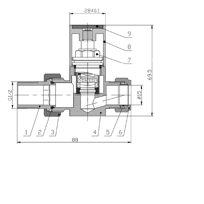 Anthracite Square Straight Radiator Valves - For Pipework Which Comes From The Floor