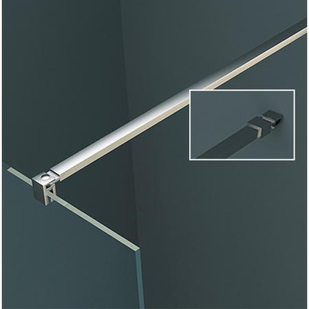 Frameless 745mm Chrome Wet Room Screen with Wall Support Arm - Live Your Colour